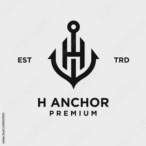 H Anchor Lettermark Logo Design for Nautical and Maritime Branding