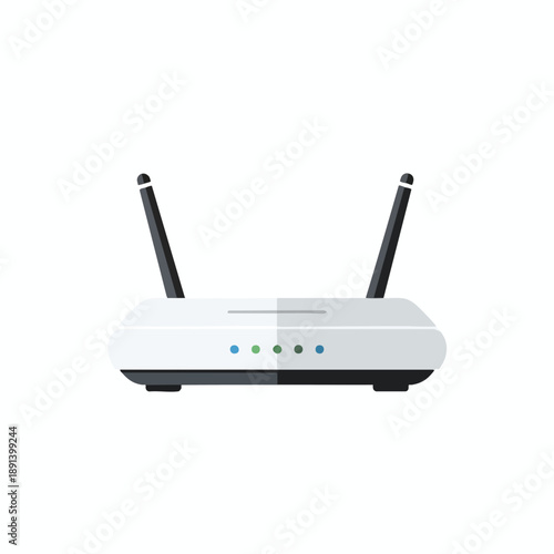 White Wireless Router with Antennas