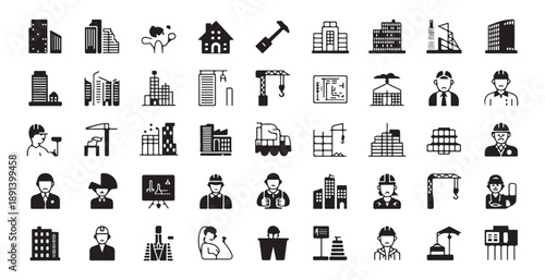 Buildings, construction, architecture, urban elements, industry, engineering, workers, architectural icons