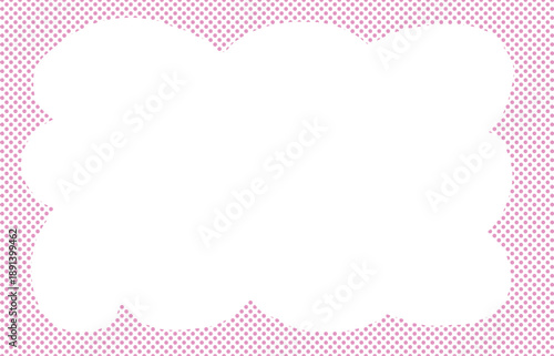 雲型のピンクドット柄のフレーム　Adobe Illustrator Artwork