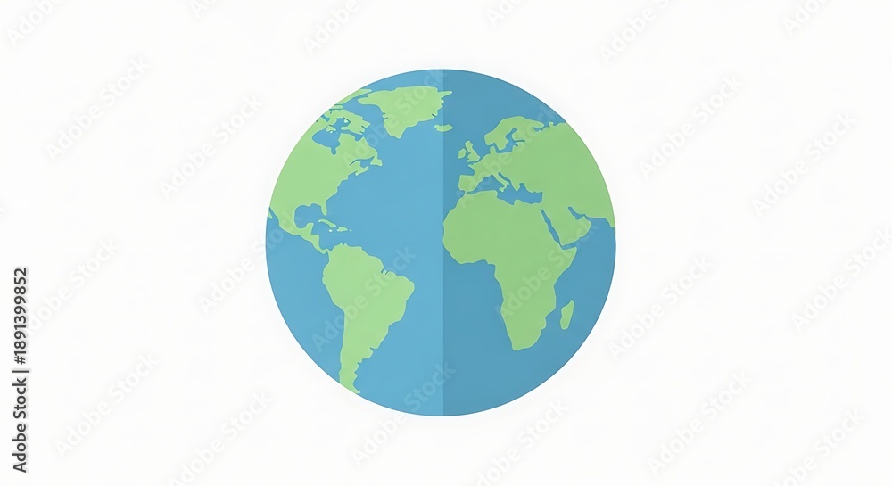 Fototapeta premium Modern illustration of Earth with continents on blue and green globe
