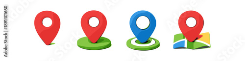 Collection of diverse map pin icons representing locations and navigation