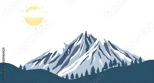 mountain illustration, landscape illustration, sun illustration, sunrise illustration, sunset illustration, nature illustration, outdoor illustration, scenic illustration, wilderness illustration, hil