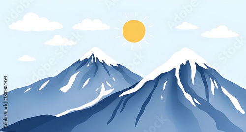 mountain illustration, landscape illustration, sun illustration, sunrise illustration, sunset illustration, nature illustration, outdoor illustration, scenic illustration, wilderness illustration, hil