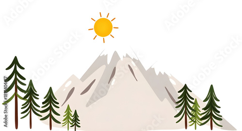 mountain view, sunny mountain, sun behind mountains, nature scenery, outdoor scenery, scenic landscape, hills view, peaks view, ridge view, valley view, forest view, trees view, sky view, horizon view