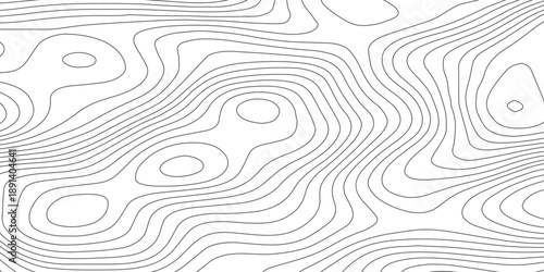 Modern abstract topographic map background combining white curved paper relief waves with black contour lines, representing terrain elevation through organic flowing curves in vector design.