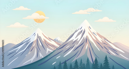 mountain view, sunny mountain, sun behind mountains, nature scenery, outdoor scenery, scenic landscape, hills view, peaks view, ridge view, valley view, forest view, trees view, sky view, horizon view