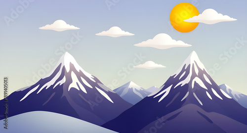 mountains, mountain view, sunny landscape, sun over mountains, nature scene, outdoor view, scenic view, hills, peaks, ridge, valley, forest, trees, sky gradient, horizon line, travel art, adventure ar