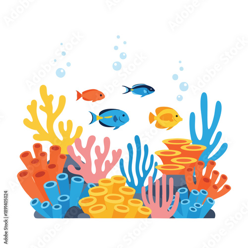 Vibrant Underwater Scene with Coral and Fish