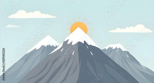 mountain landscape with sun, sunny mountains, sunlit landscape, nature background, outdoor background, scenic background, hills background, peaks background, valley background, forest background, tree