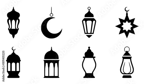 Ramadan Kareem Traditional Silhouette Icons
