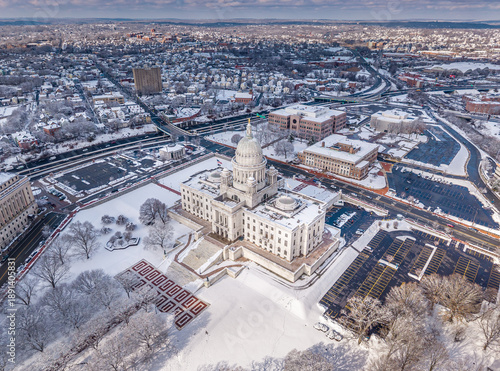 City covered with snow