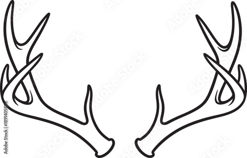 Simple deer antler illustration on white background