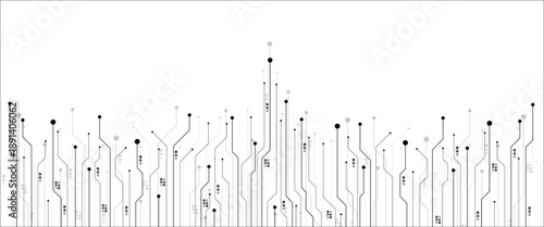 Technology background with crossed lines and dots. Abstract digital technology futuristic internet network speed connection white and black background.