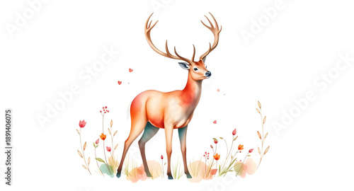 deer, stag, buck, doe, wild animal, forest animal, woodland animal, nature animal, mammal, wildlife illustration, elegant animal, graceful deer, antlers, horns, wild nature, outdoor animal, vector ill