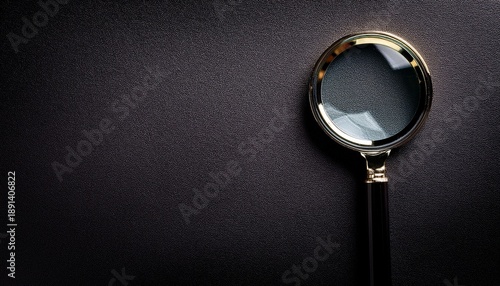 Magnifying Glass On Black Texture Background