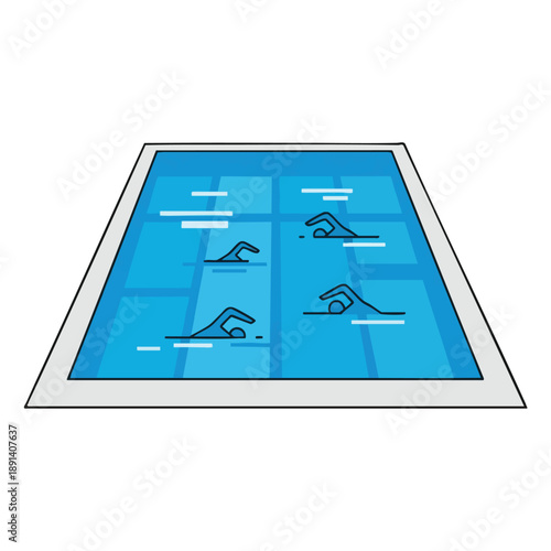 Vector illustration of swimmers in a pool