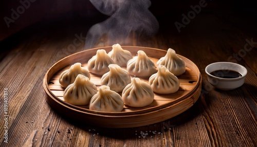 Handcrafted Dumplings On A Wooden Surface Ready For Steaming Or Boiling