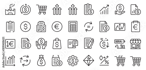 Price icon set. Invoice and discount symbol. Vector illustration.
