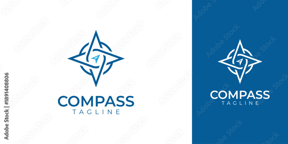 Obraz premium Compass Logo with Creative Concept Idea Vector Design