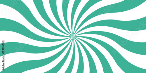 Retro vintage grunge turquoise and white radial burst sunburst ray pattern. Sunburst vector copyspace background. Vintage sunrays illustration swirl line. Abstract circuses, stripe background design.