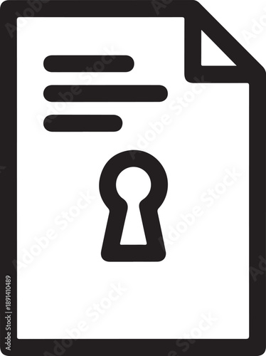Document with keyhole icon, representing security, privacy, or confidential file access concept