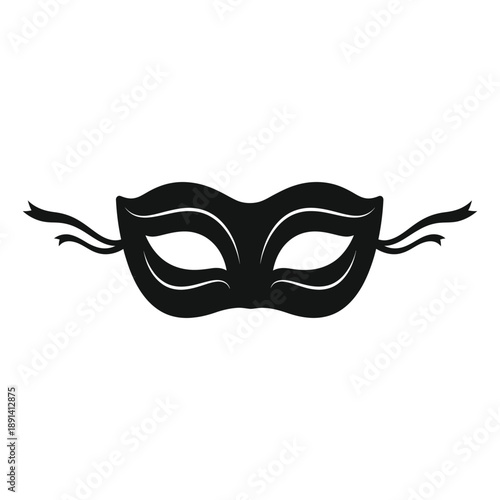 Black masquerade mask silhouette with ties