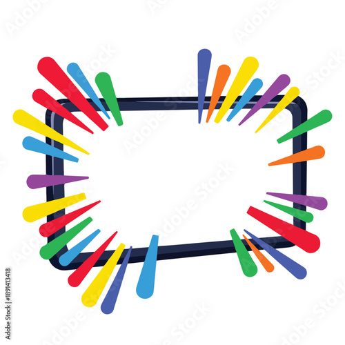 Colorful Clothespins Arranged Around Black Frame.