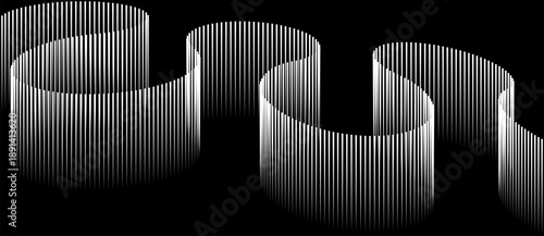 Abstract wave-like pattern formed by vertical white lines of varying spacing. Optical illusion design with rhythmic flow, depth, and motion. Ideal for tech, art, or UI backgrounds.