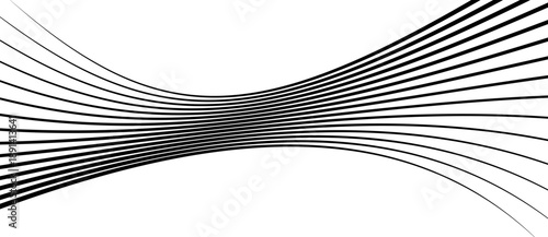 Fotografie Abstract wave pattern formed by curved black lines on white background