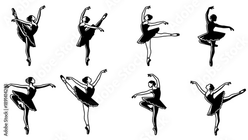 Ballet Dancers Poses Silhouettes Collection.
