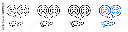Emotion Icon Different Style Outline Collection Set.