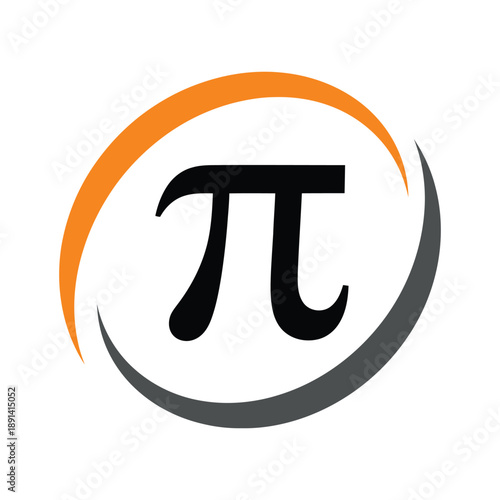 Pi symbol icon with orange and gray arcs in circle