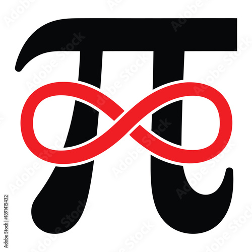 Pi symbol combined with red infinity loop mathematical concept graphic design