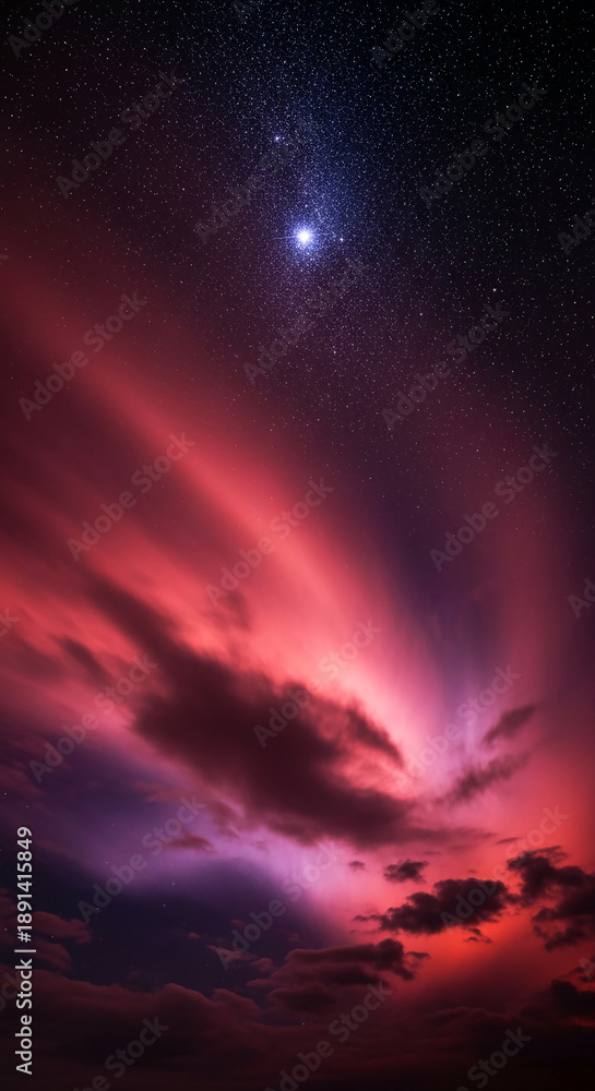 Obraz premium Dramatic sky with dark cloud and starry sky, creating a powerful visual, representative of vastness, mystery, and celestial wonder perfect for space concepts