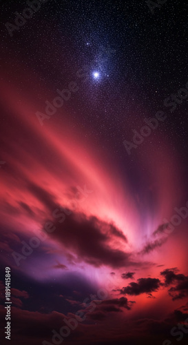 Wallpaper Mural Dramatic sky with dark cloud and starry sky, creating a powerful visual, representative of vastness, mystery, and celestial wonder perfect for space concepts Torontodigital.ca