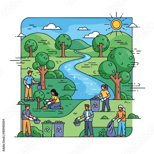 Community Volunteers Cleaning Park