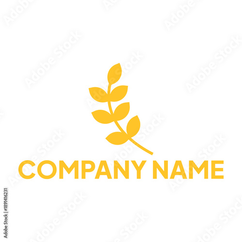 Rice plant logo. Company symbol and business name leaf template