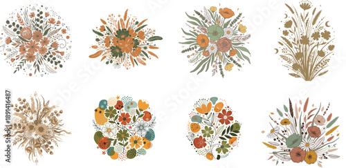 Vibrant abstract floral patterns in a grid