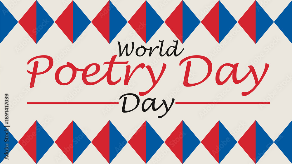 Obraz premium Simple and elegant World Poetry Day graphic with clear typography on a bright white backdrop