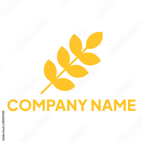 Rice plant logo. Company symbol and business name leaf template