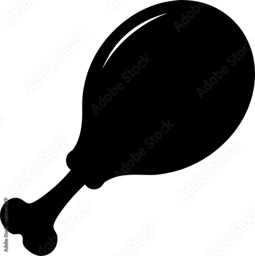 Chicken leg black silhouette vector flat illustration design.  white background 
