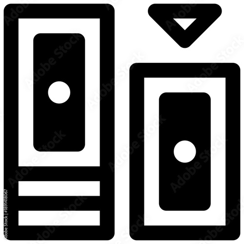 Economic decline. Outlined stroke vector icon with black-filled details.