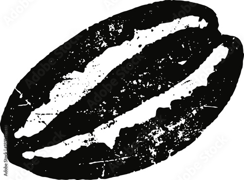 Grain of coffee bean close up black silhouette isolated on white background
