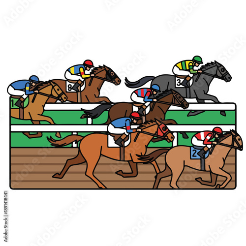 Horses Racing on the Track.