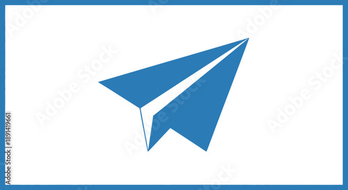 blue paper airplane on white background
