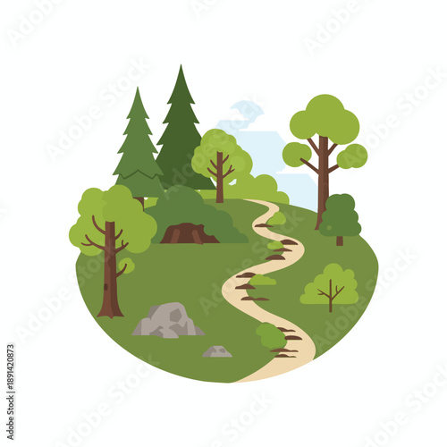 Winding Path Through a Serene Forest Landscape