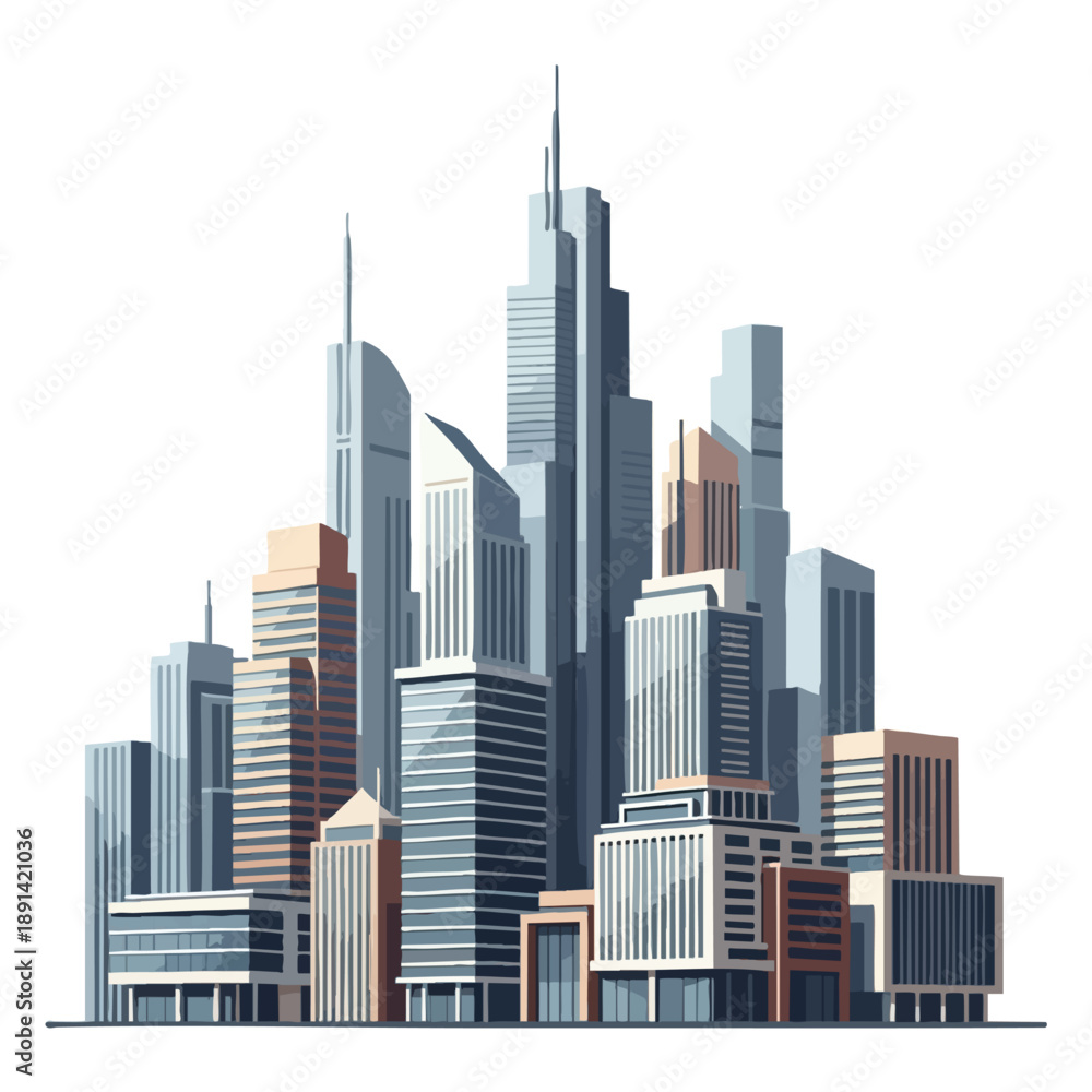 Fototapeta premium Modern City Skyline with Skyscrapers