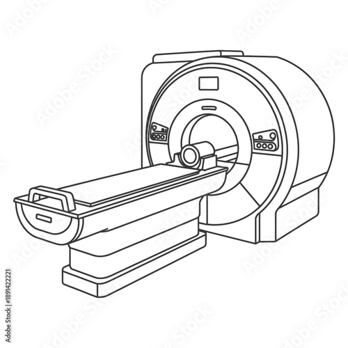 Line drawing of a magnetic resonance imaging machine for medical diagnostics
