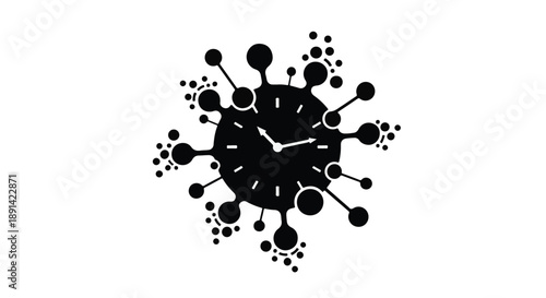 Stylized Timepiece Integrated with a Viral Microorganism, Embodying the Urgency of Responding to Health Crises and Disease Spread